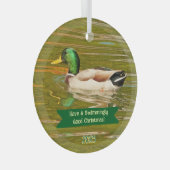 MALLARD DUCK GLIDING ACROSS POND GLAS ORNAMENT (Voorkant Rechts)