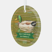 MALLARD DUCK GLIDING ACROSS POND GLAS ORNAMENT (Voorkant links)