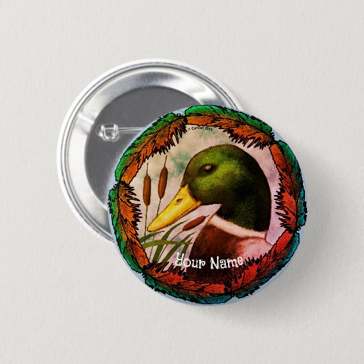 Mallard Duck Head Ronde Button 5,7 Cm (Voorkant /achterkant)