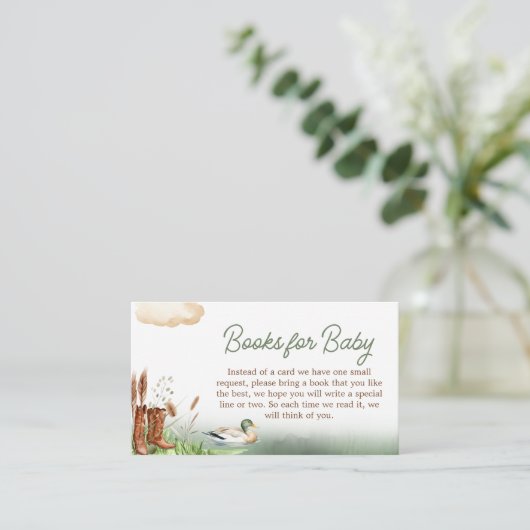 Mallard Duck Hunting Baby shower Boeken voor Baby Informatiekaartje (Staand voorkant)