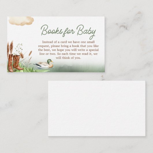 Mallard Duck Hunting Baby shower Boeken voor Baby Informatiekaartje (Voorkant / Achterkant)