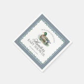 Mallard Duck Hunting Blue Gingham Boy Baby Shower Servet (Hoek)