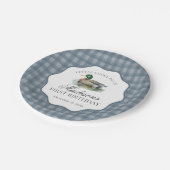 Mallard Duck Hunting Blue Gingham Boy Birthday Papieren Bordje (Gekanteld)
