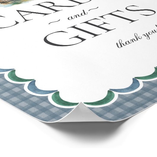 Mallard Duck Hunting Blue Gingham Kaarten & Gesche Poster (Hoek)