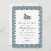 Mallard Duck Hunting Blue Gingham Vrijgezellenfees Kaart (Voorkant)