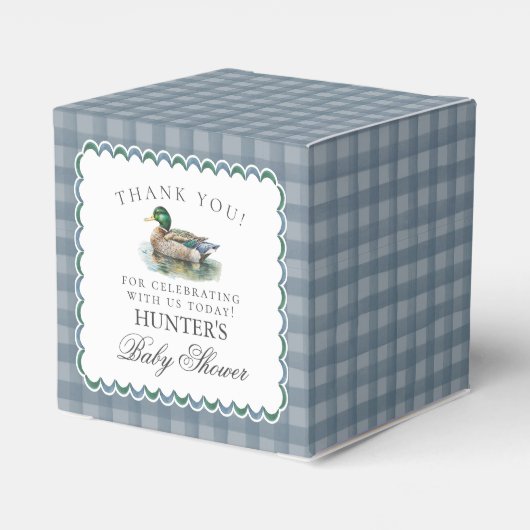 Mallard Duck Hunting Boy Baby Shower Favor Boxes Bedankdoosjes (Achterkant)