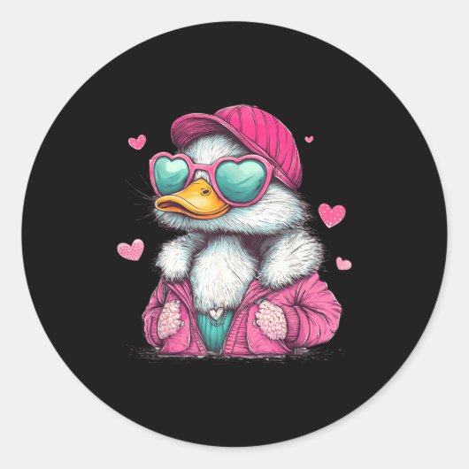 Mallard Duck Hunting Funny Valentine's Day Heart G Ronde Sticker (Voorkant)