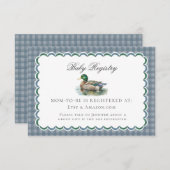 Mallard Duck Hunting Gingham Baby Registry Card Informatiekaartje (Voorkant / Achterkant)