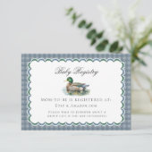 Mallard Duck Hunting Gingham Baby Registry Card Informatiekaartje (Staand voorkant)