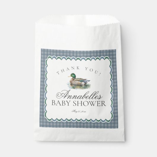 Mallard Duck Hunting Gingham Baby Shower Dessert Bedankzakje (Voorkant)