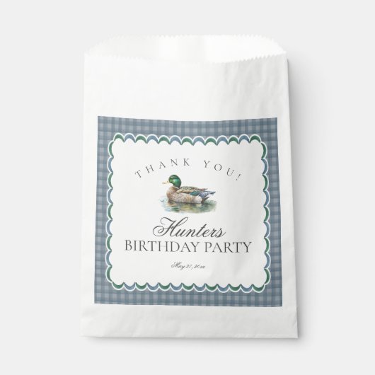 Mallard Duck Hunting Gingham Birthday Dessert Bedankzakje (Voorkant)