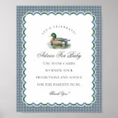 Mallard Duck Hunting Gingham Boy Advice for Baby Poster (Voorkant)