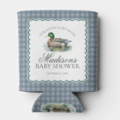 Mallard Duck Hunting Gingham Boy Baby Shower Favor Blikjeskoeler (Achterkant)