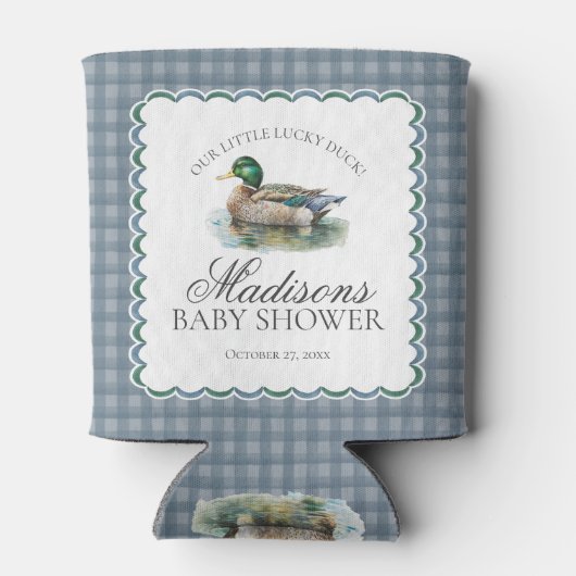 Mallard Duck Hunting Gingham Boy Baby Shower Favor Blikjeskoeler (Achterkant)