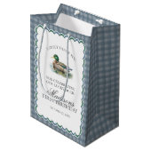 Mallard Duck Hunting Gingham Boy Birthday Favors Medium Cadeauzakje (Voorkant Gekanteld)