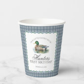 Mallard Duck Hunting Gingham Boy Birthday Papieren Bekers (Voorkant)