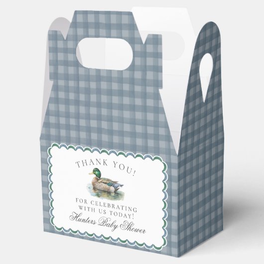 Mallard Duck Hunting Gingham Dessert Favor Boxes Bedankdoosjes (Geopend)