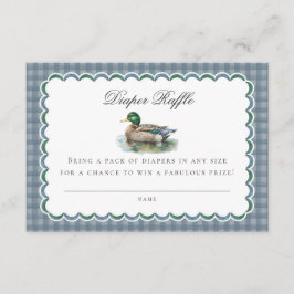 Mallard Duck Hunting Gingham Diaper Raffle Insert Informatiekaartje