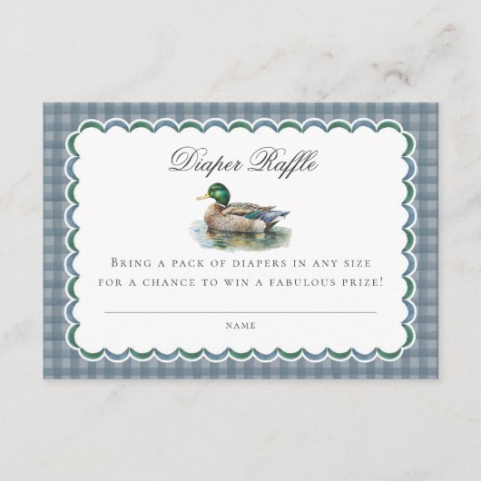 Mallard Duck Hunting Gingham Diaper Raffle Insert Informatiekaartje (Voorkant)