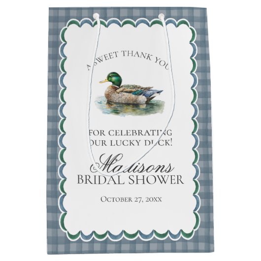 Mallard Duck Hunting Gingham Vrijgezellenfeest Fav Medium Cadeauzakje (Voorkant)