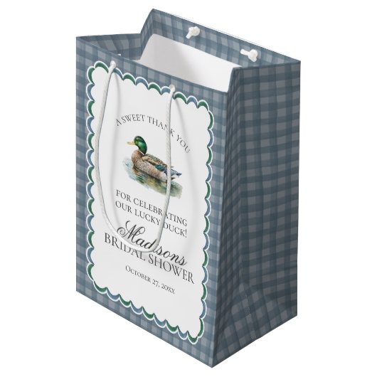 Mallard Duck Hunting Gingham Vrijgezellenfeest Fav Medium Cadeauzakje (Voorkant Gekanteld)