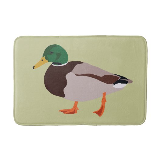 Mallard Duck Illustration Bleek Green Badmat (Voorkant)