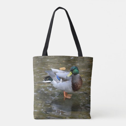 Mallard Duck in Creek Printen Canvas tas (Achterkant)