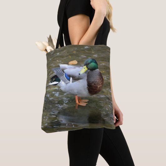 Mallard Duck in Creek Printen Canvas tas (Dichtbij)