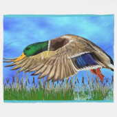 Mallard Duck in Flight Fleece Deken (Voorkant (Horizontaal))