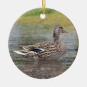Mallard Duck in Puddle Keramisch Ornament (Voorkant)