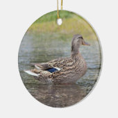 Mallard Duck in Puddle Keramisch Ornament (Links)