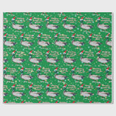 Mallard Duck in Santa Hat Quacking through Snow Cadeaupapier (Vlak)