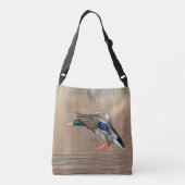 Mallard Duck in vlucht Crossbody Tas (Achterkant)