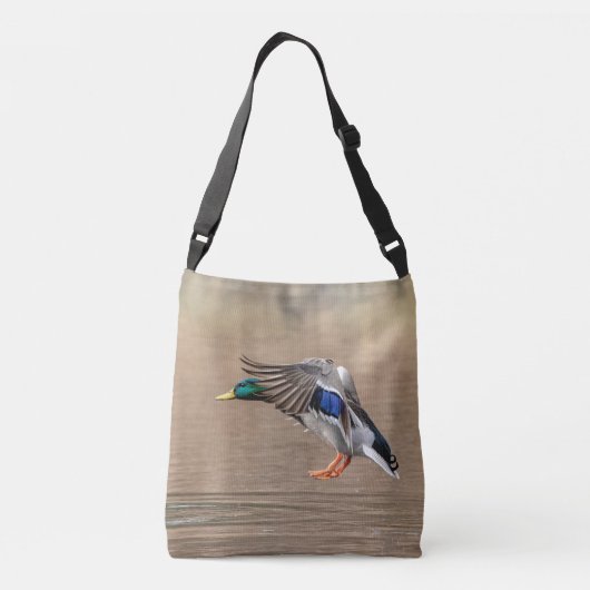 Mallard Duck in vlucht Crossbody Tas (Achterkant)