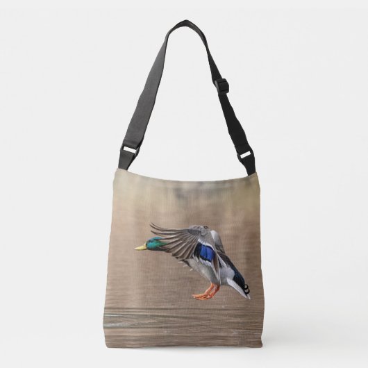 Mallard Duck in vlucht Crossbody Tas (Voorkant)