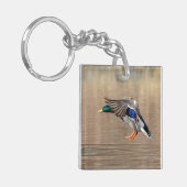 Mallard Duck in vlucht Sleutelhanger (Voorkant Links)