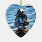 Mallard Duck in Winter River - Wildlife Foto Keramisch Ornament (Rechts)