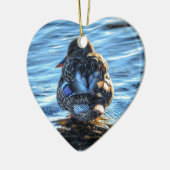 Mallard Duck in Winter River - Wildlife Foto Keramisch Ornament (Links)