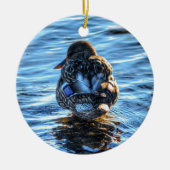 Mallard Duck in Winter River - Wildlife Foto Keramisch Ornament (Voorkant)