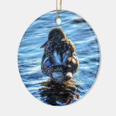 Mallard Duck in Winter River - Wildlife Foto Keramisch Ornament (Links)
