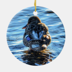 Mallard Duck in Winter River - Wildlife Foto Keramisch Ornament