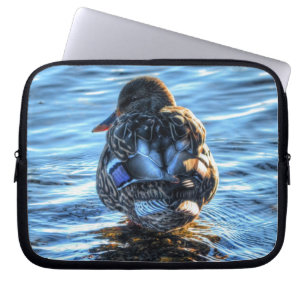 Mallard Duck in Winter River - Wildlife Foto Laptop Sleeve