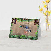Mallard Duck Kerst Kaart (Gele Bloem)