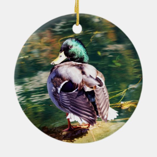 Mallard Duck kerstversiering Keramisch Ornament (Achterkant)