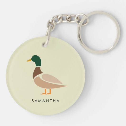 Mallard Duck Keychain Modern Minimal Illustration (Achterkant)