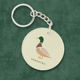 Mallard Duck Keychain Modern Minimal Illustration