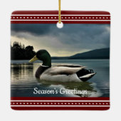 Mallard Duck Lake Kerstdenkers groeten Keramisch Ornament (Achterkant)