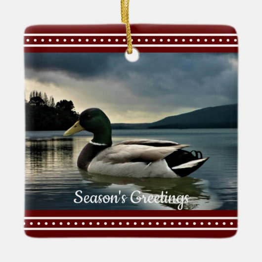 Mallard Duck Lake Kerstdenkers groeten Keramisch Ornament (Voorkant)