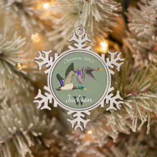 Mallard Duck Liefhebbers Gift Tin Sneeuwvlok Ornament