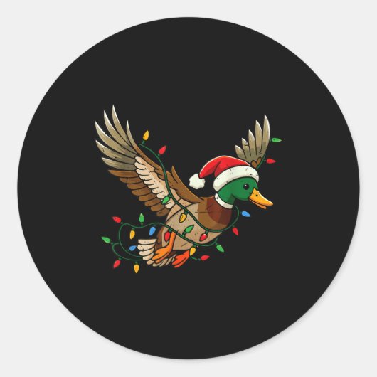Mallard Duck Light Christmas Hunting Pajama Toddle Ronde Sticker (Voorkant)